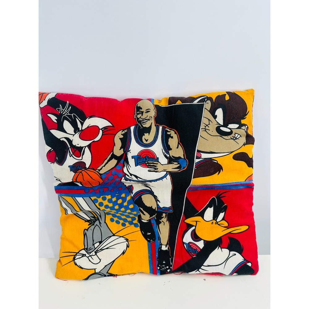 Vintage Space Jam Tunes‎ Squad Looney Jordan Multicolor Pillow Size 14.5"x16"